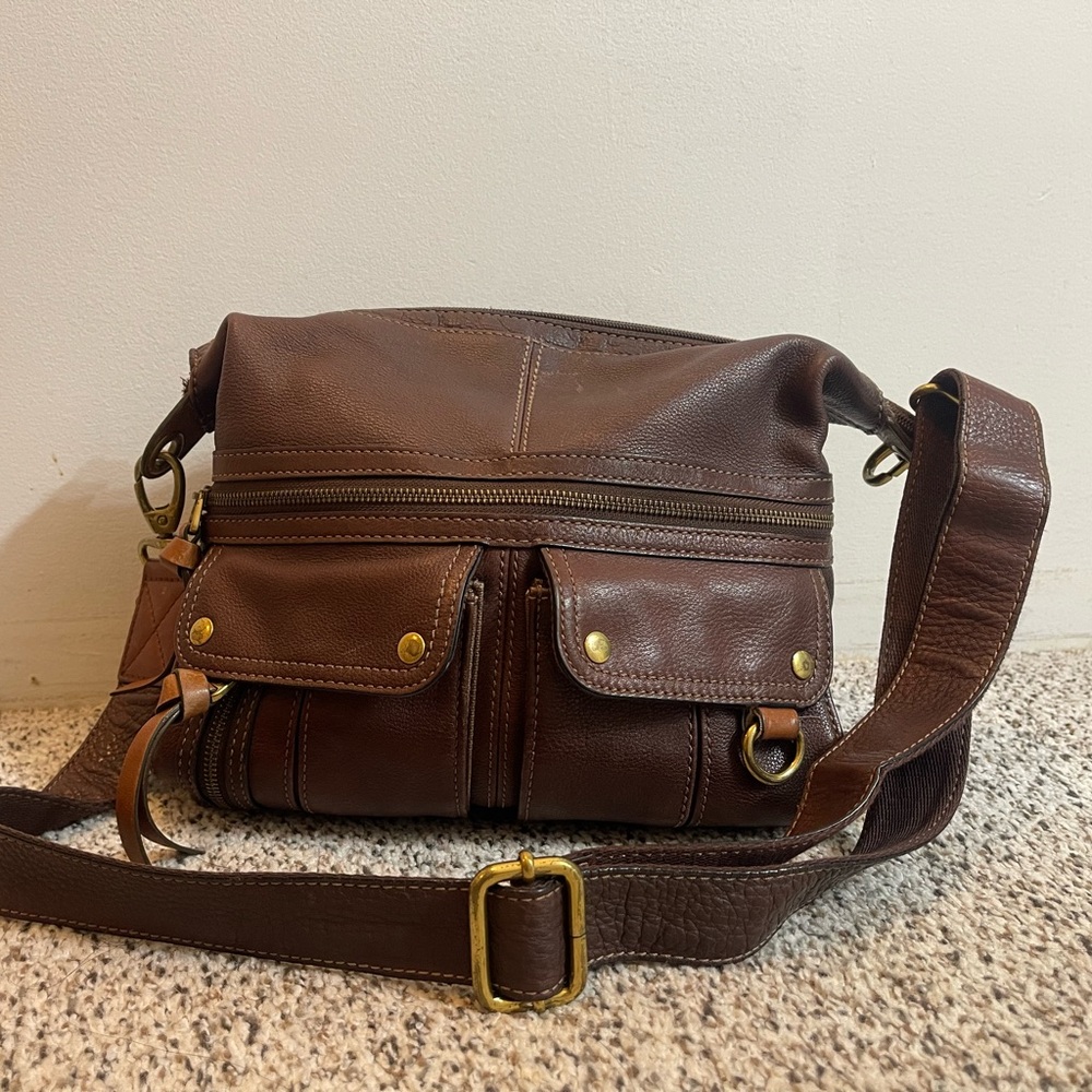 Fossil Dark Brown Leather Crossbody Bag